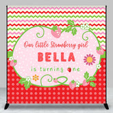 Lofaris Waves Dots Strawberries Custom 1st Birthday Backdrop